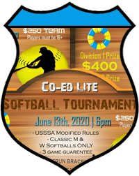June 13th Softball Tournament Co-ed Lite 10v10