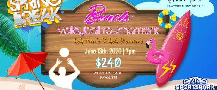 UPDATE: June 13th Beach Volleyball Tournament Men’s & Women’s 4v4 – A/B